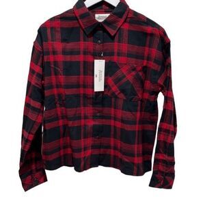 New BOSTON TRADERS button up shirt small red black‎ plaid shirt Buffalo Nature